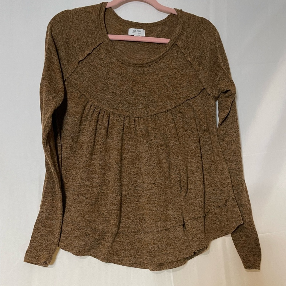 True Craft Heathered Brown Tunic Top